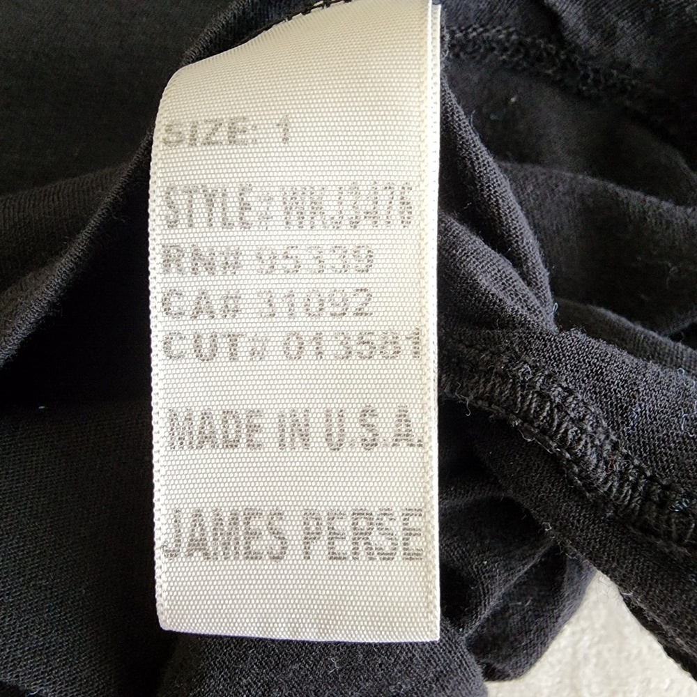 James Perse Size 1 Black Long Sleeve Scoop Neck 100% Cotton Top Shirt Blouse - Picture 8 of 12